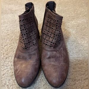 BareTraps Brown Ankle Booties with Cut-Out Design